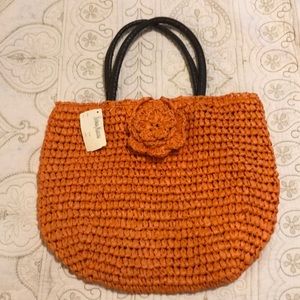 Orange Neiman Marcus straw bag